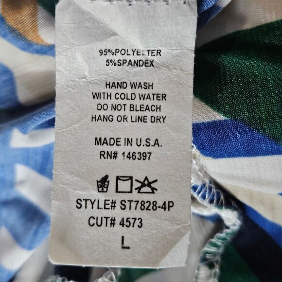 Olive Tree Jersey Knit Boho Colorful Geometric Print Pull On Wide Leg Pants - Picture 8 of 12